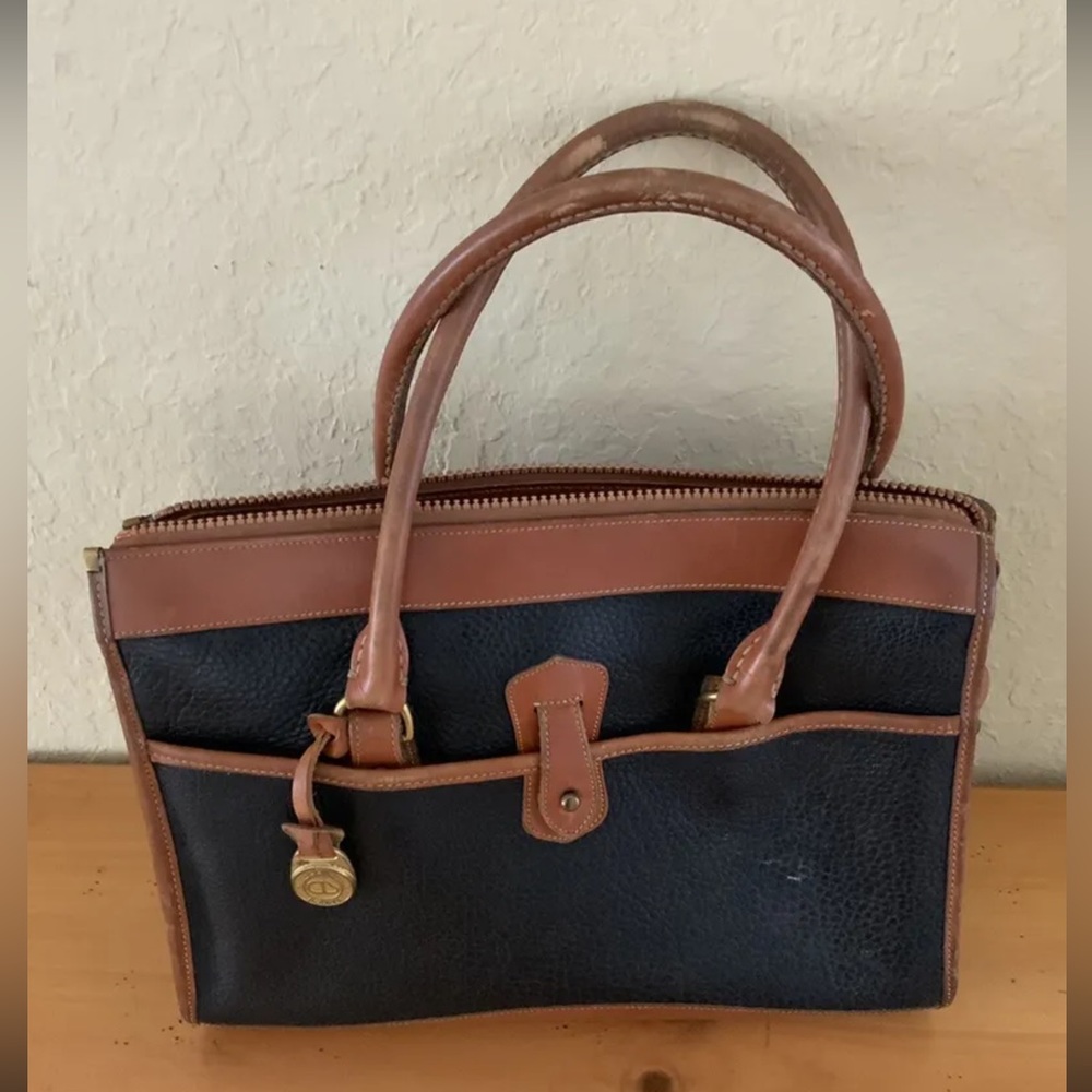 Vintage Dooney & Bourke leather doctor bag blue and tan - Picture 2 of 8